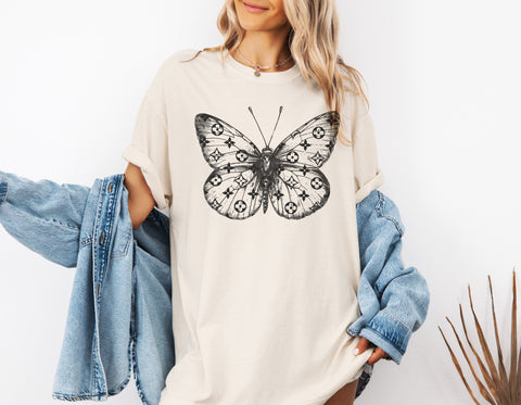 Butterfly Shirt, Butterfly Clover Pattern Tee, Fashion Icon Statement Shirt, Mother's Day Gift