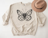 Butterfly Sweatshirt, Monogram Clover Pattern Butterfly Sweatshirt, Fashion Statement Oversized Cozy Sweatshirt