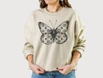 Butterfly Sweatshirt, Monogram Clover Pattern Butterfly Sweatshirt, Fashion Statement Oversized Cozy Sweatshirt