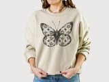 Butterfly Sweatshirt, Monogram Clover Pattern Butterfly Sweatshirt, Fashion Statement Oversized Cozy Sweatshirt