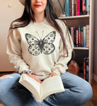 Butterfly Sweatshirt, Monogram Clover Pattern Butterfly Sweatshirt, Fashion Statement Oversized Cozy Sweatshirt