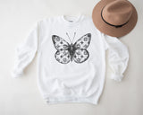 Butterfly Sweatshirt, Monogram Clover Pattern Butterfly Sweatshirt, Fashion Statement Oversized Cozy Sweatshirt