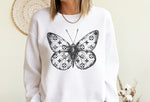 Butterfly Sweatshirt, Monogram Clover Pattern Butterfly Sweatshirt, Fashion Statement Oversized Cozy Sweatshirt