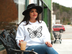 Butterfly Sweatshirt, Monogram Clover Pattern Butterfly Sweatshirt, Fashion Statement Oversized Cozy Sweatshirt