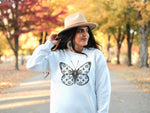Butterfly Sweatshirt, Monogram Clover Pattern Butterfly Sweatshirt, Fashion Statement Oversized Cozy Sweatshirt