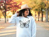 Butterfly Sweatshirt, Monogram Clover Pattern Butterfly Sweatshirt, Fashion Statement Oversized Cozy Sweatshirt