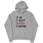 Eat Sleep Ninja Repeat Hoodie, Ninja Training Hoodie, Sponge Fleece Hoodie