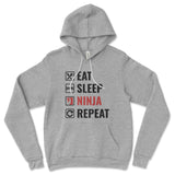 Eat Sleep Ninja Repeat Hoodie, Ninja Training Hoodie, Sponge Fleece Hoodie