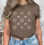 Luxury Monogram Pattern Shirt, Trendy Lifestyle Tee, Preppy Monogram Flower T-Shirt