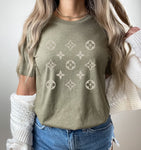 Luxury Monogram Pattern Shirt, Trendy Lifestyle Tee, Preppy Monogram Flower T-Shirt