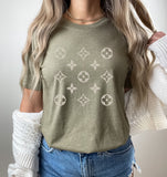 Luxury Monogram Pattern Shirt, Trendy Lifestyle Tee, Preppy Monogram Flower T-Shirt