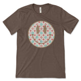 Smiley Face Shirt, Happy Face, Retro Iconic Monogram Pattern Smiley Face, Preppy Shirt