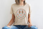 Smiley Face Shirt, Happy Face, Retro Iconic Monogram Pattern Smiley Face, Preppy Shirt