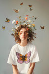Champagne Veuve Butterfly Shirt, Veuve Rosé Champagne Butterfly, Orange Champagne Label Shirt, Boho Butterfly Tee