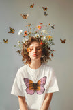 Champagne Veuve Butterfly Shirt, Veuve Rosé Champagne Butterfly, Orange Champagne Label Shirt, Boho Butterfly Tee